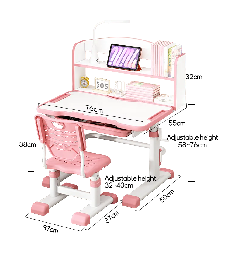 Home Furniture Children Study Tables With Orthodontic Appliance Eco-friendly Kids Learning Desk Chair Set Height Adjustable