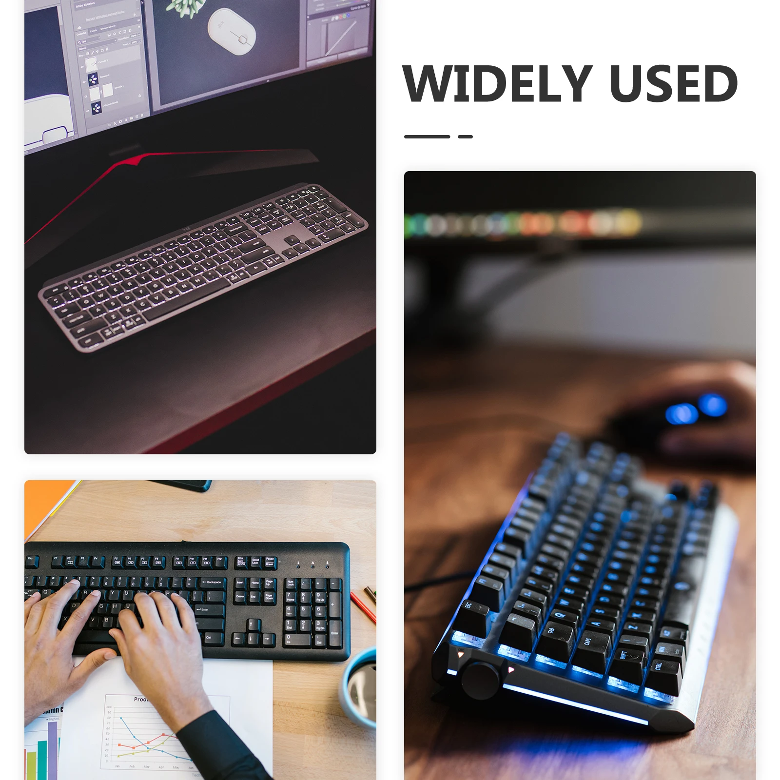 

Keyboard Tray Computer Shelf Drawer under Desk Abs Plastic Slide Out Office Holder Storage Sliding Sturdy Lightweight Ergonomic