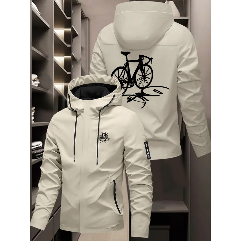 

Новая куртка для пар с велосипедным принтом, всепогодная ветрозащитная куртка для активного отдыха, верхняя одежда для мужчин и женщин.