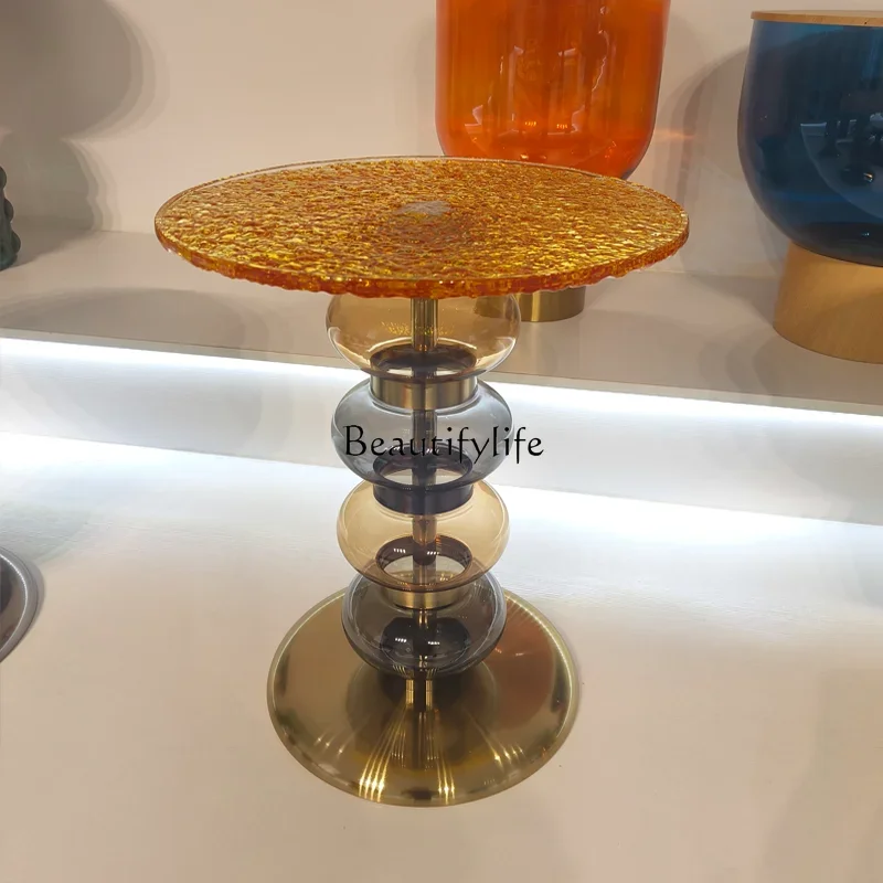 FG17Light طاولة القهوة الفنية الحديثة الفاخرة الجديدة تموج الماء جولة المنقولة فندق شقة صغيرة طاولة زاوية