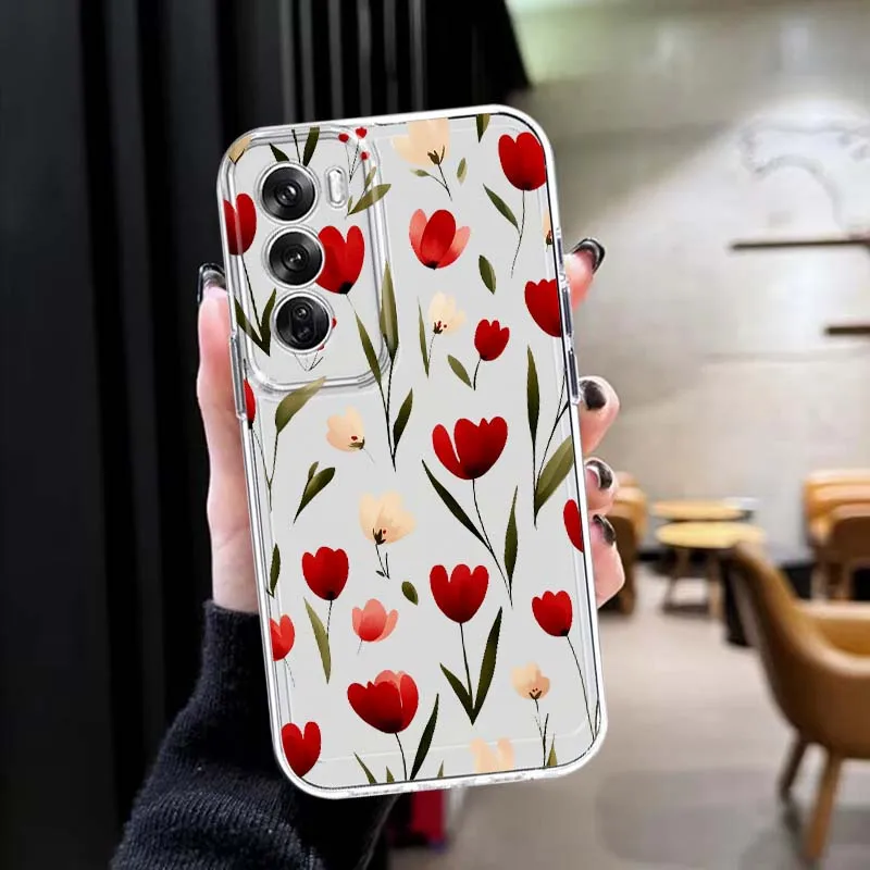 Creative Colorful Flower Design Case For OPPO A11 A16 A55 A56 A57 A72 A52 A73 A74 A54  Find X5 X6 X7 Ultra Pro 5G Transparent