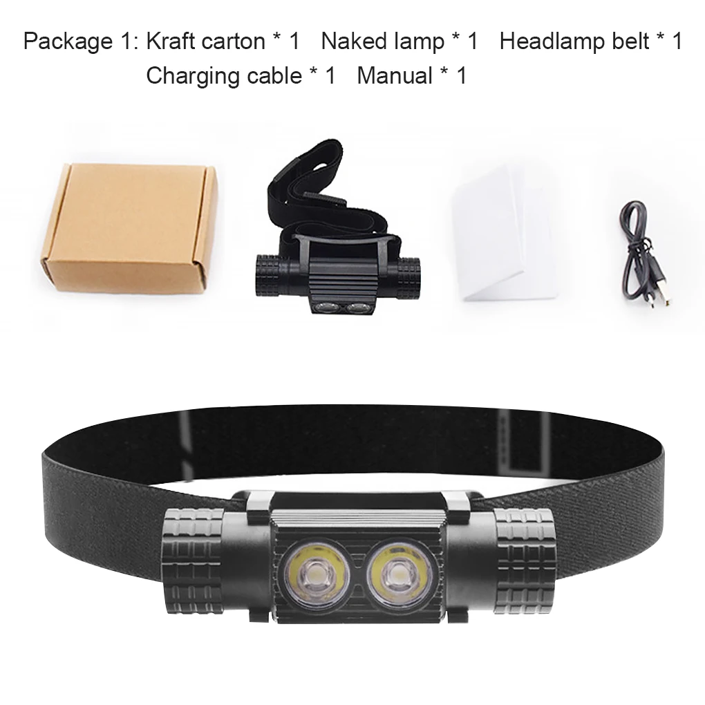 Headlight LED Headlamp IPX6 Waterproof Head Flashlight Motion Sensor Hands-free Light Searchlight D10-GCU2 USB Cable