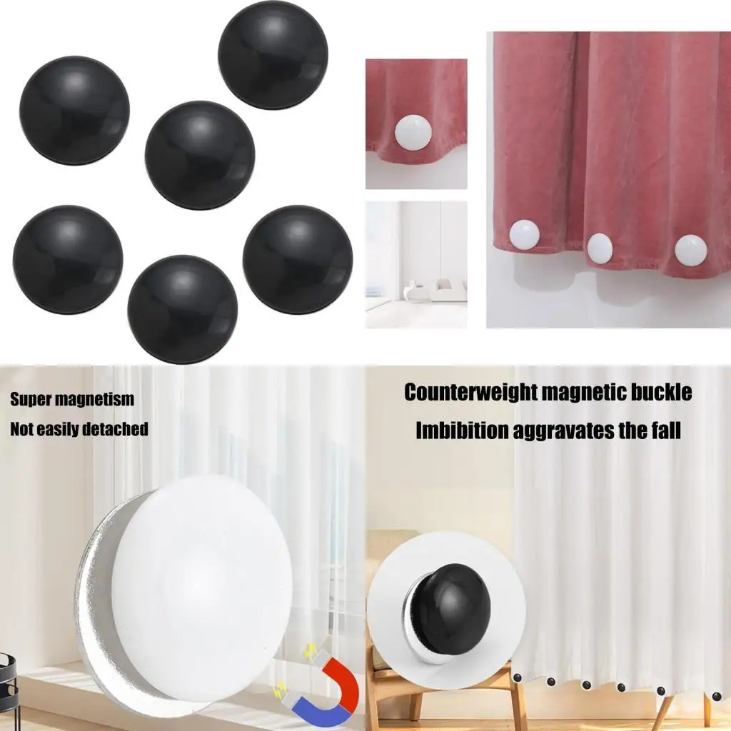 

G6KF 6Pcs Windproof Curtain Magnets Shower Drapery Counterweights for Tablecloth Clip