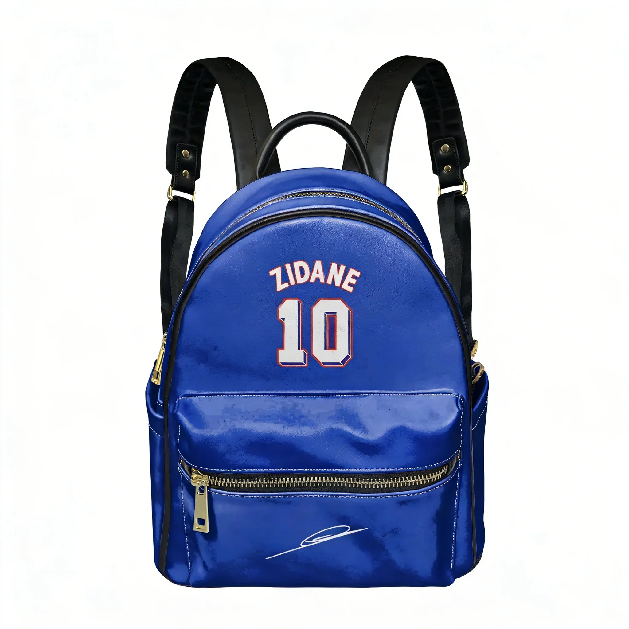 

Zidane No.10 PU Backpack Women Men Knapsack France Soccer Star Personalized Text Image Double Shoulder Bag Rucksack Gift Daypack