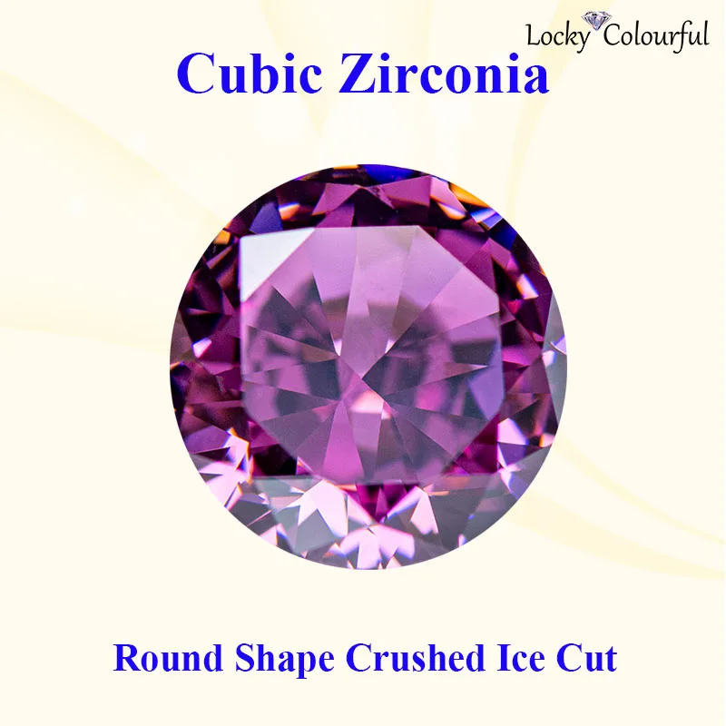 

Cubic Zirconia Round Shape Crushed Ice Cut Purple Pomegranate Color Charms Beads for Jewelry Making Materials No Certificate