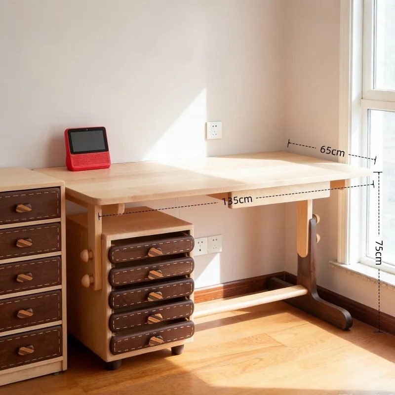 Candy desk with bookcase, storage all solid wood multi-functional study table home office bedroom study room
