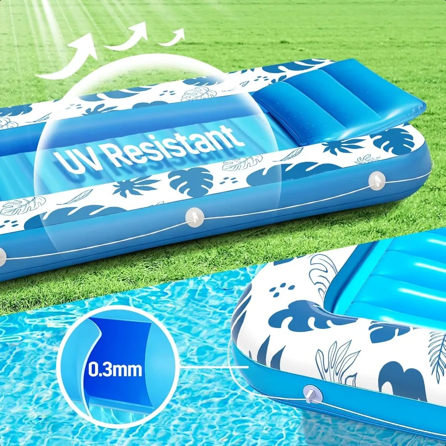 Iatable Tanning Pool Floats for Adults 70 x 46 Large Rec Pool Lounger Float Summer Beach Blow Up Lake Suntan Swimming Pool Raft