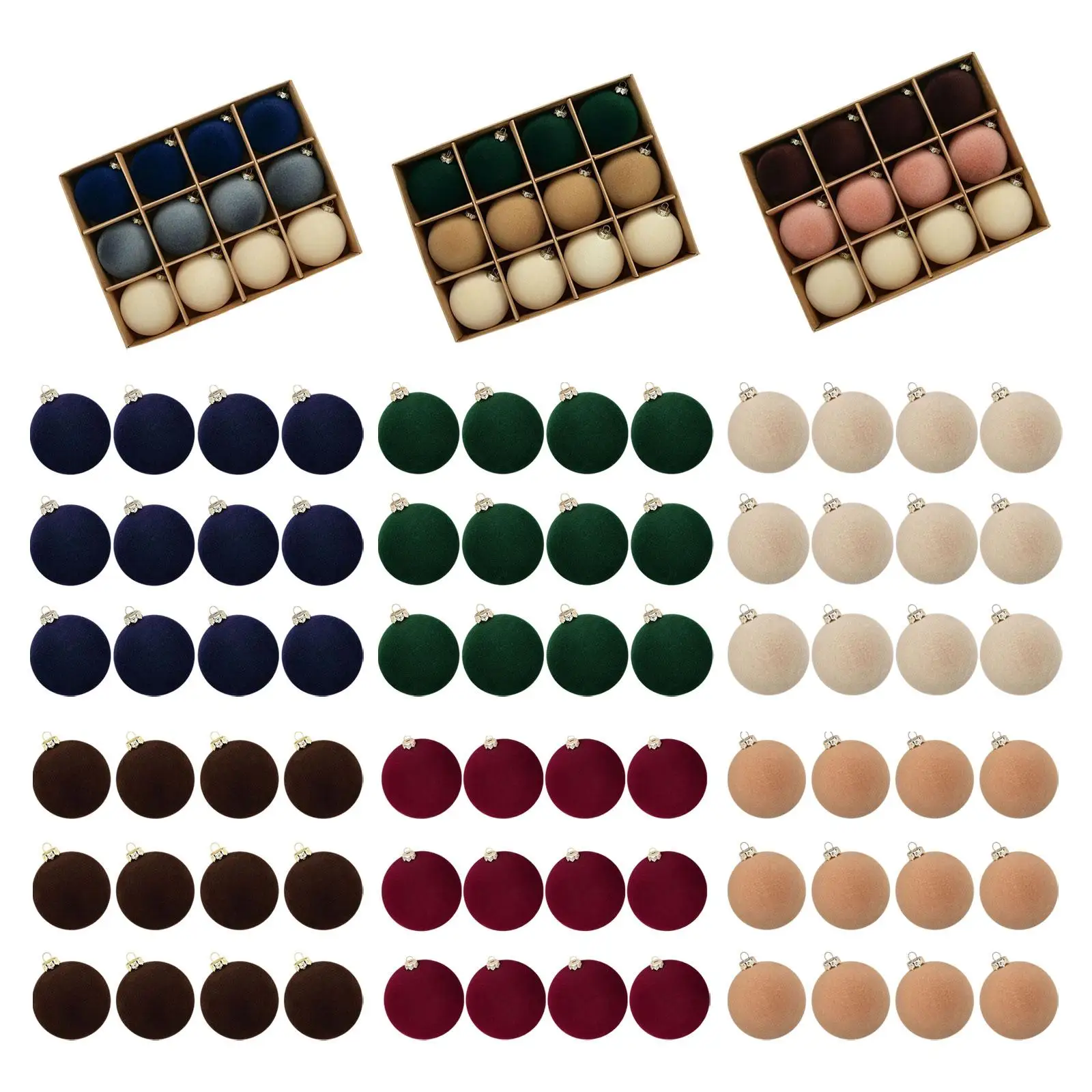 

12x Velvet Christmas Ball Ornaments,Decorative,Elegant Xmas Decoration Flocked Xmas for Holiday Tree Home