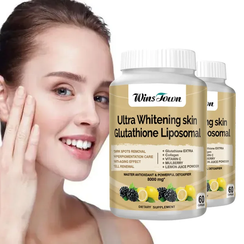 60 Pcs Ultra Whitening Skin Glutathione Liposomal Capsule 8000mg and lightens spots