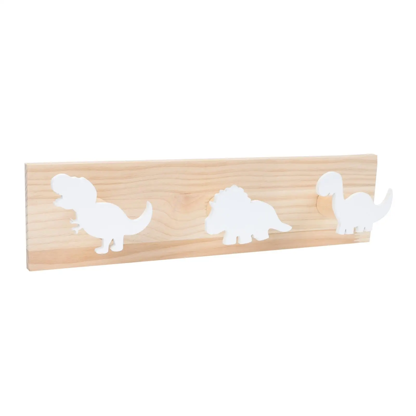 

Dinosaur Row Hook Wall mounted Home Hooks White Wooden Smooth Edge Eco friendly Texture Load bearing Storage Accessories