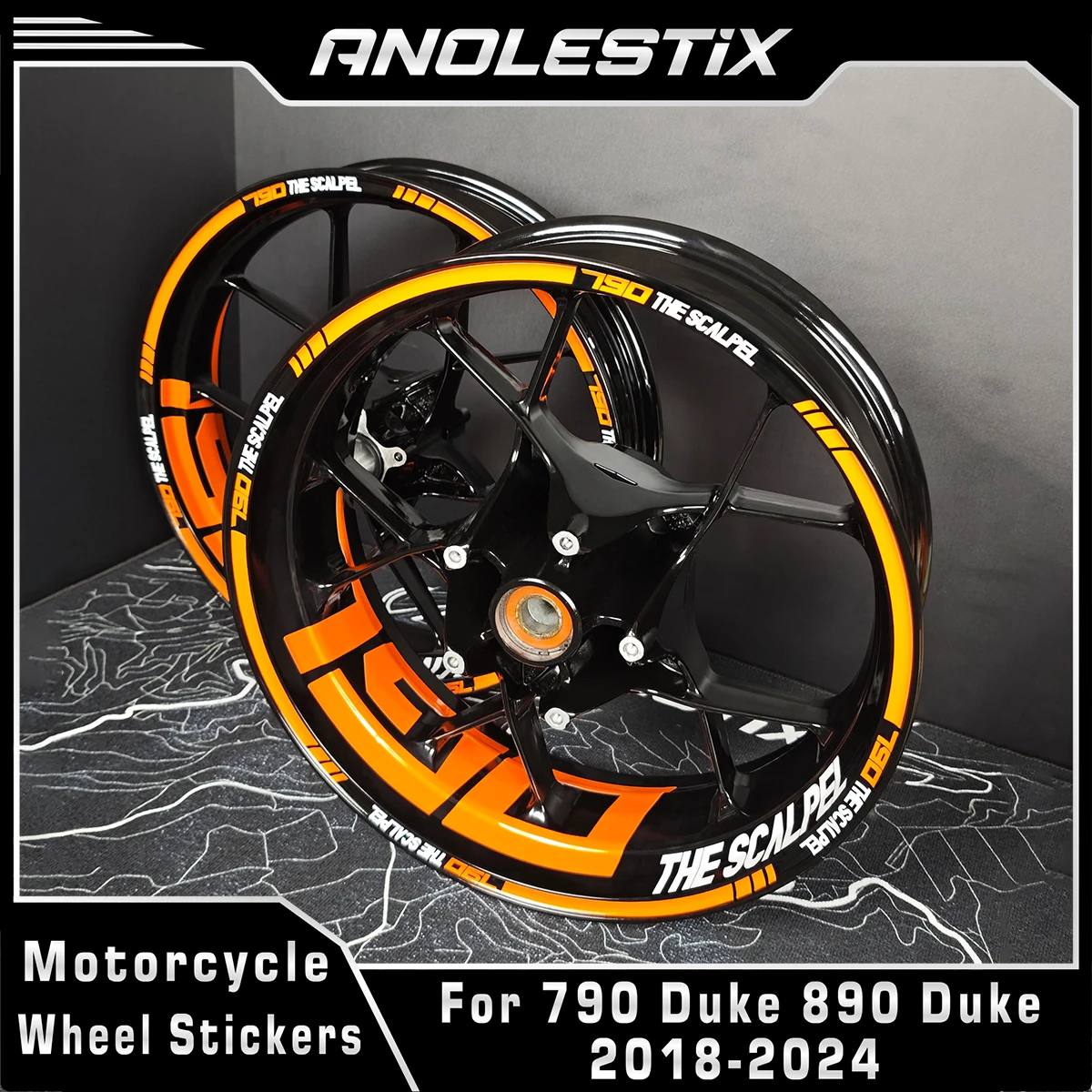 

AnoleStix For KTM 790 duke 890 duke 2018-2024 Vinyl Motorcycle Wheel Sticker Rim Stripe Tape Hub Decals