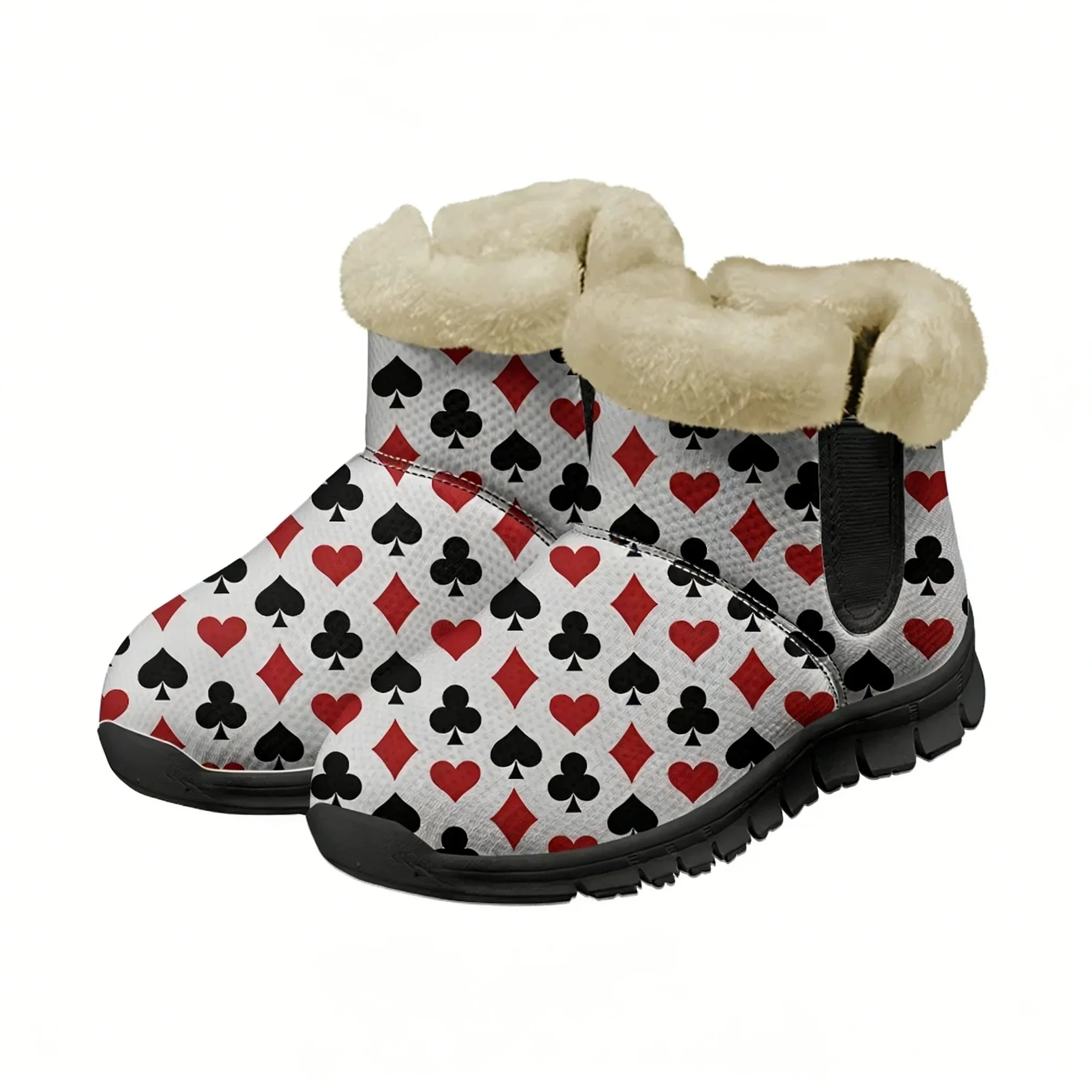 

Playing Card Poker 3D Printed Pattern Snow Boots Mens Womens Teenager Shoes Keep Warm Casual Lightweight Sports Custom Sneakers