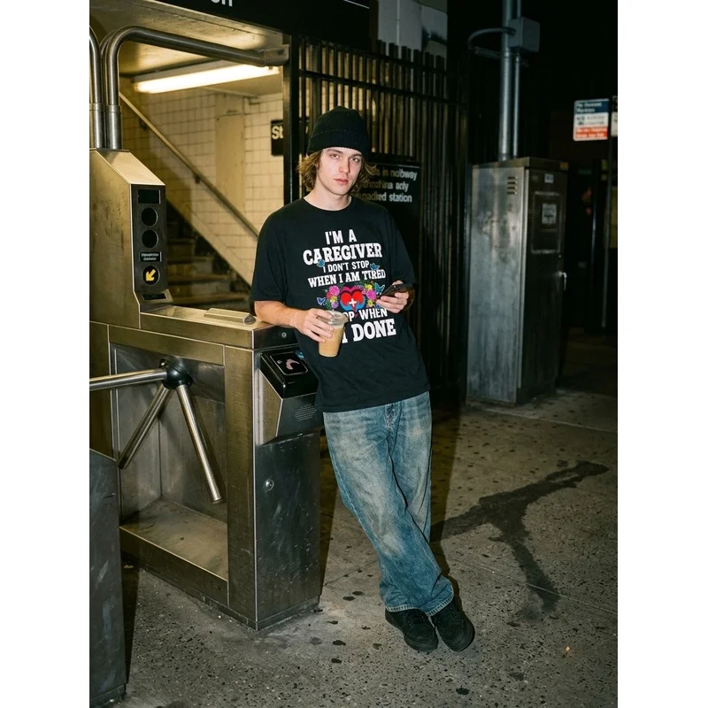Runtime Studio Caregiver Graphic Tee — Vintage Oversized T-Shirt