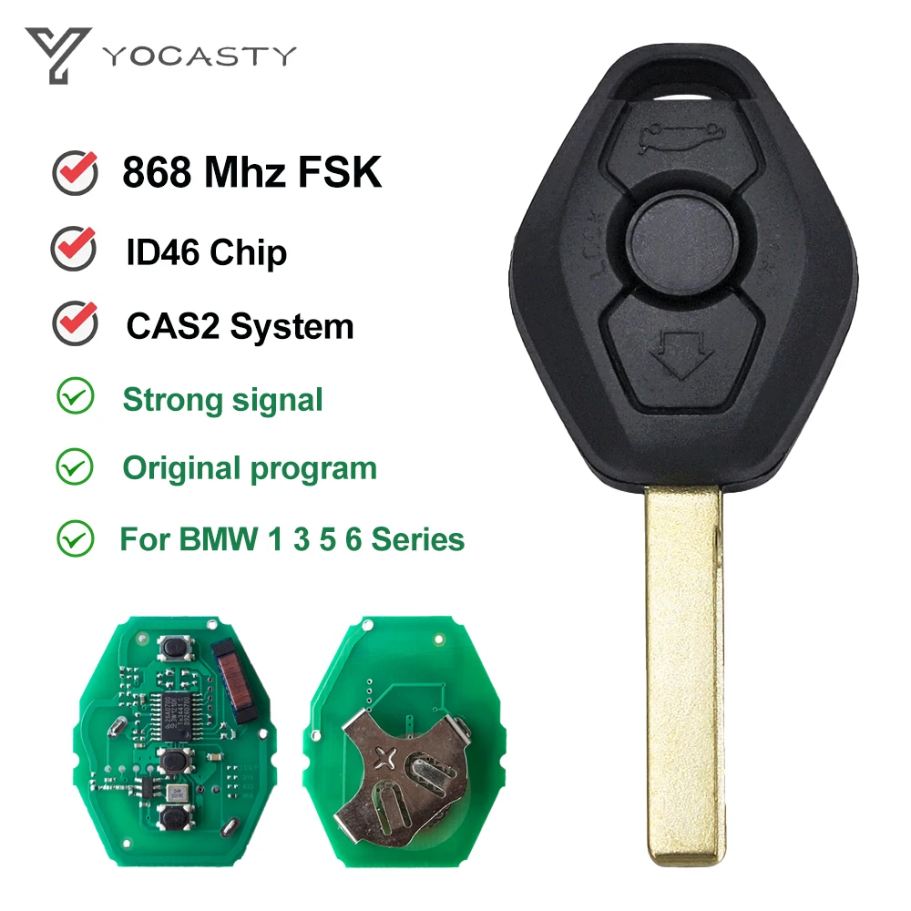 YOCASTY CAS2-Clé télécommande CAS 2, remplacement 2 pistes pour BMW 1 E87 3 E46 5 E60 E61 6 E63 E64 série X5 E70 5WK49125 5WK49trag