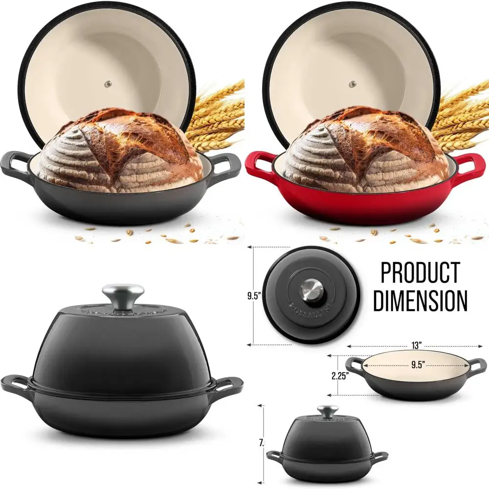 

Enameled Cast Iron Sourdough Bread Oven - Non-Stick Interior with Tight Lid for Baking Perfection and Bread Crafting, 6-Quart Ca