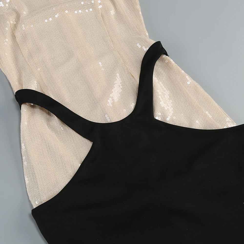 Sexy Sheer Sequins Patchwork Evening Long Dress – Sleeveless Bodycon Gown with Illusion Cutout Design