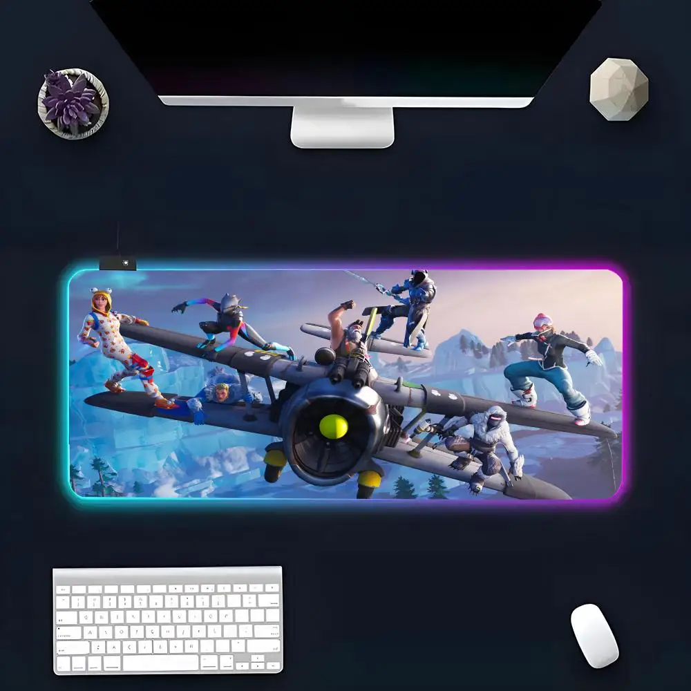 Game F-Fortnites Mouse Pad RGB Glow Personality Picture Custom PC Table Mat Carpet Mat Game Player Dedicated LED