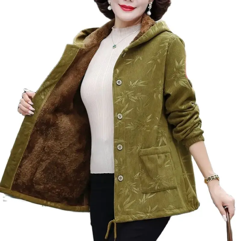 

Middle-Aged Elderly Mothers Spring And Autumn Coat Short Autumn Winter Add Velvet Padded Jacket Elderly Cotton-Padded Clothes