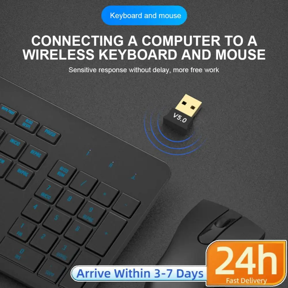 

Bluetooth-совместимый адаптер 5.0, портативный беспроводной USB-адаптер, мини-Bluetooth-совместимый передатчик для компьютера, планшета, настольного ПК
