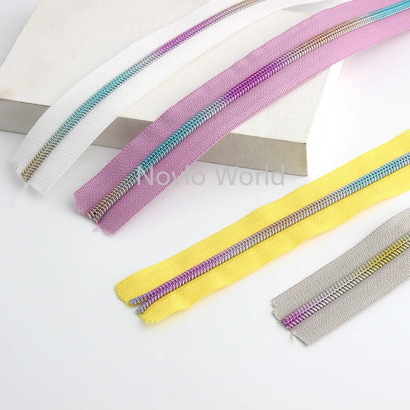 30-100 Yards 5# 32mm 8 Colors Zippers Tape Rainbow Nylon Teeth Coil Repair Kit DIY Sewing for Clothing Bags Accessories