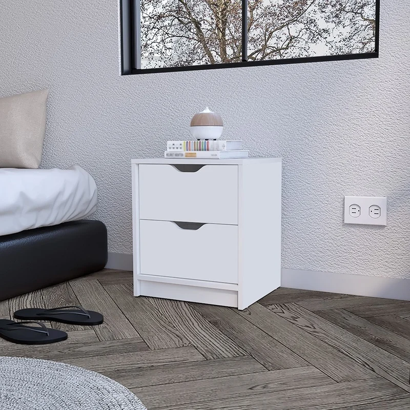 

White Nightstand with Two Drawers