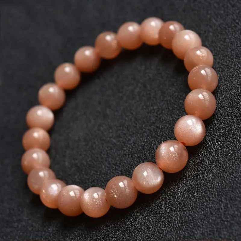 Sun Stone Bracelet Orange Moonlight Stone Sands Sunlight Stone Raw Stone Yellow Beads Single Circle HandString for Men and Women