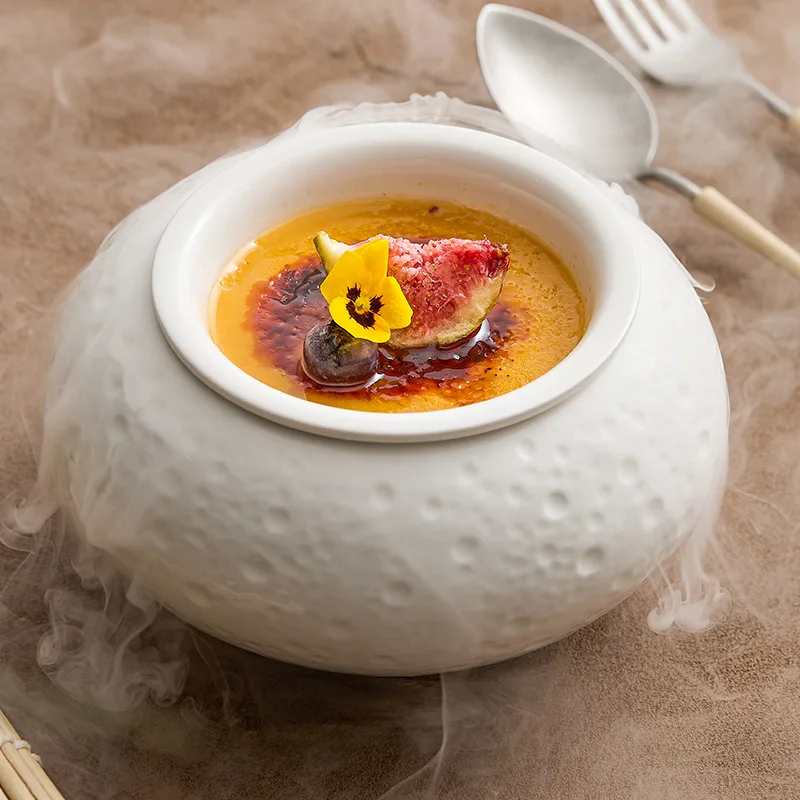 Ceramic Yogurt Jar Dessert Double-layer Insulated Bowl Creative Restaurant Art Concept Dishes Molecular Cooking Tableware