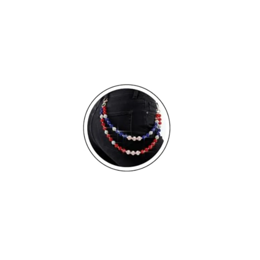 Cadenas para pantalones y carteras con diseño de béisbol, con cuentas de diamantes de imitación en capas, para mujer y hombre, joyería punk para uso casual