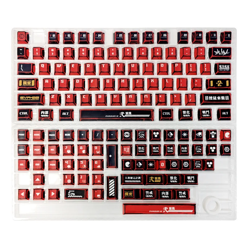 Comic style second machine keycaps PBT red hacker made thermal sublimation technology cool mechanical keyboard keycaps