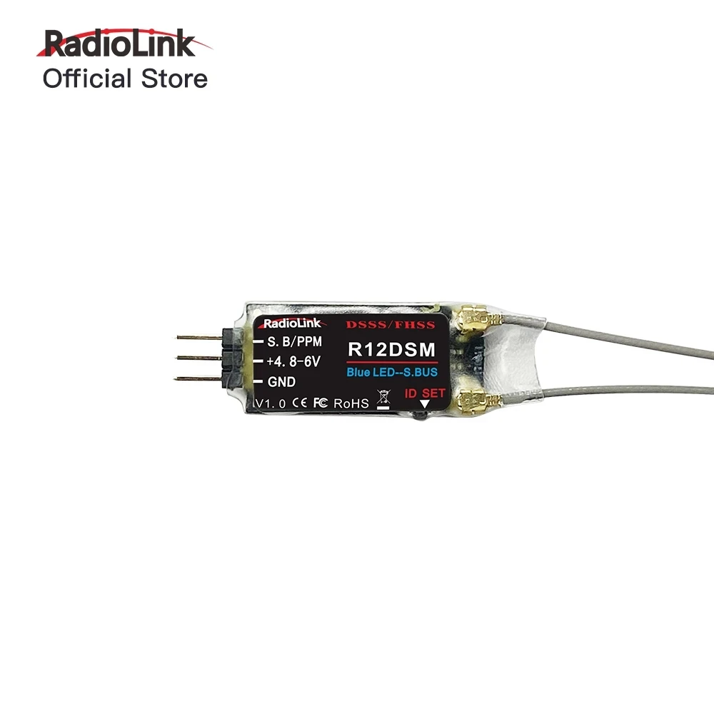 

RadioLink R12DSM 12Channels MINI Receiver PPM/SBUS AT10II/AT10/AT9S Pro/AT9S/AT9 transmitter For FPV Racing mini QAV Drone