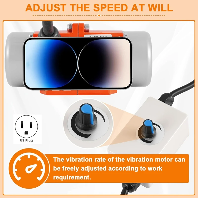 ABZY-Concrete Vibrating Motor,Single Phase AC 110V 3600RPM Concrete Motor With Speed Controller,For Shaker Table US Plug