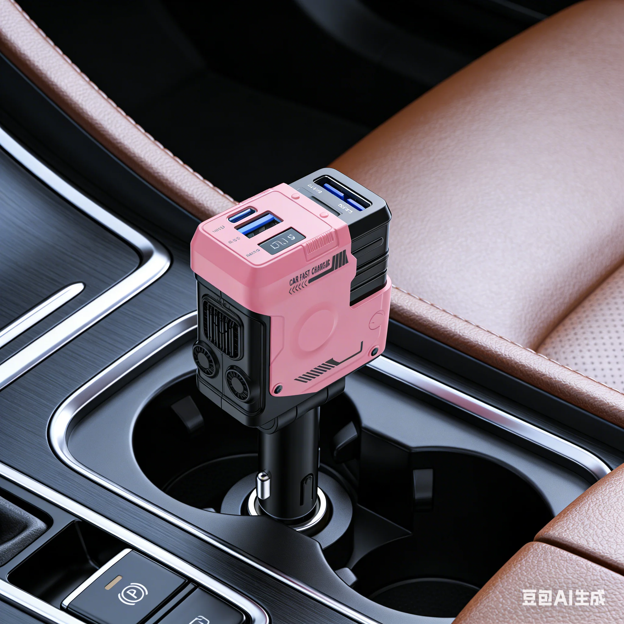 

4-in-1 Super Fast Car Charger Retractable Cable Mecha Style Digital Display Cigarette Lighter Charger for Auto Interior Use