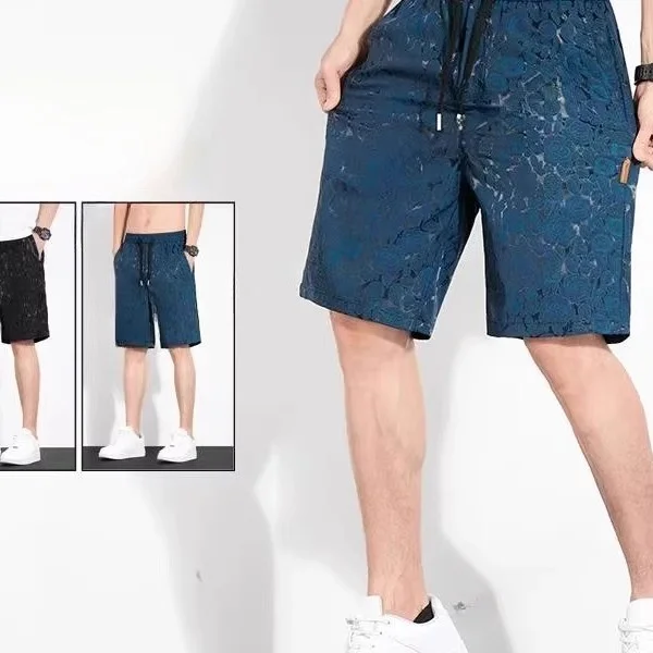 

Ледяной шелк Qui Dry, четырехсекционные лыжи, мужские летние уличные баскетбольные спортивные повседневные свободные брюки для бега с пятью деталями, рабочая одежда