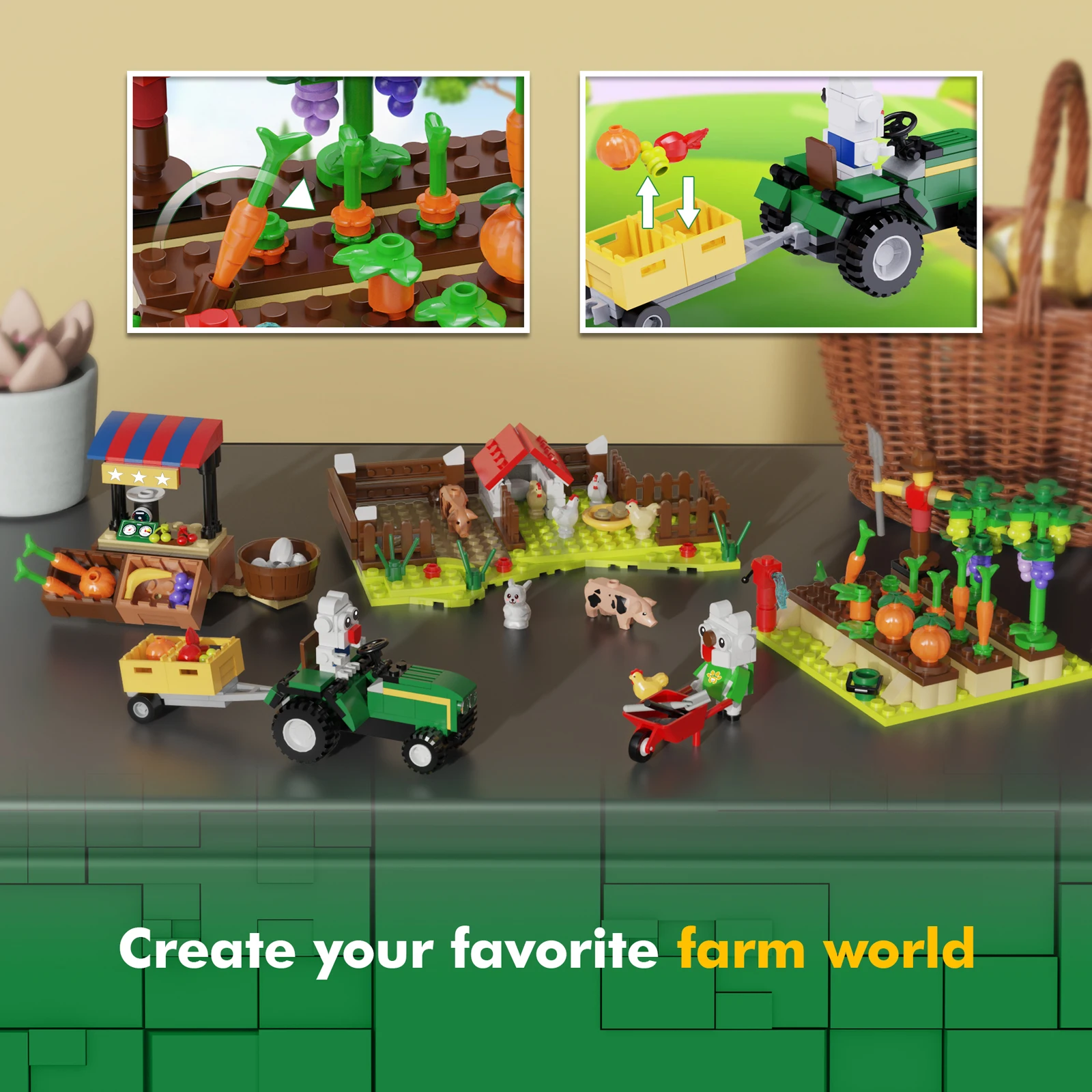 

NEW Mini Farm World Street View Plant Animal Building Blocks for Kids Compatible Classic Bricks DIY Creative Toys With Box