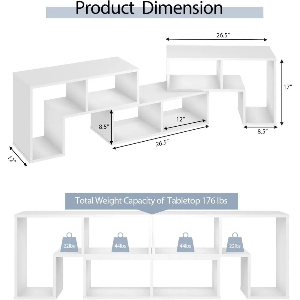 حامل تلفزيون حديث بسيط مكون من 3 قطع لأجهزة التلفاز مقاس 50-65 بوصة، ومركز ترفيه مجاني، وحل تخزين الوسائط