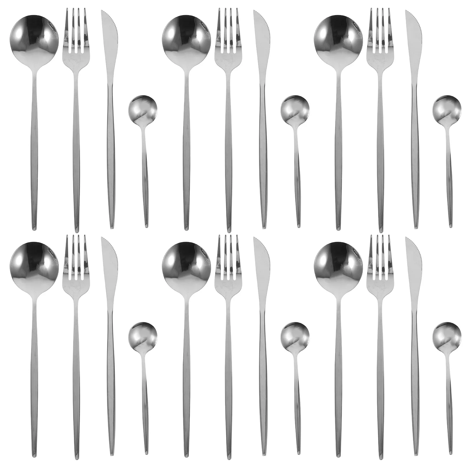

6 Sets Stainless Steel Cutlery Elegant Flatware Forks Spoons Steak Cutters for Dinner Parties Special Occasions Reusable