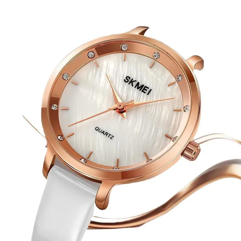SkmeiFashion นาฬิกาผู้หญิงเรียบง่ายรอบตัวชี้นาฬิกาผู้หญิงส่วนบุคคลกันน้ําผู้หญิงนาฬิกาควอทซ์นาฬิกา