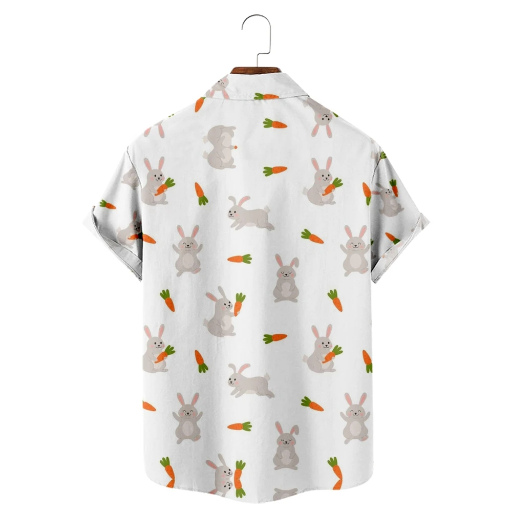 Men's Hawaiian Shirt loose top 6xl3D Rabbit carrot print men's shirt  fashion shirt men's T-shirt breathable summer short sleeve