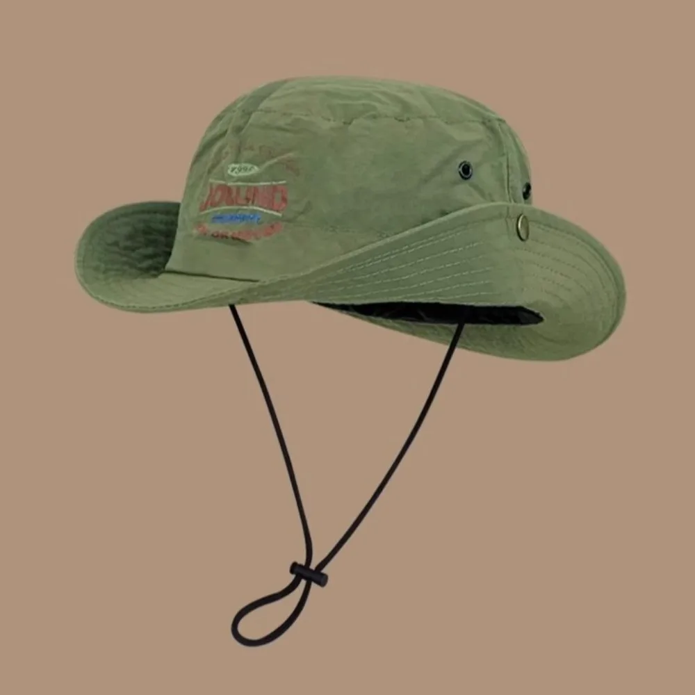 

Casual Nylon Mesh Fisherman's Hat Quick-dry UV Protection Portable Hiking Cap Sunshade Waterproof Letter Printed Sun Hat Summer