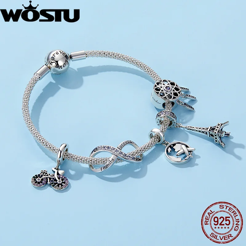 WOSTU-colgante de plata de primera ley con forma de abeja para mujer, abalorio, plata esterlina 925, Circonia cúbica, zirconia, circonita, zirconita