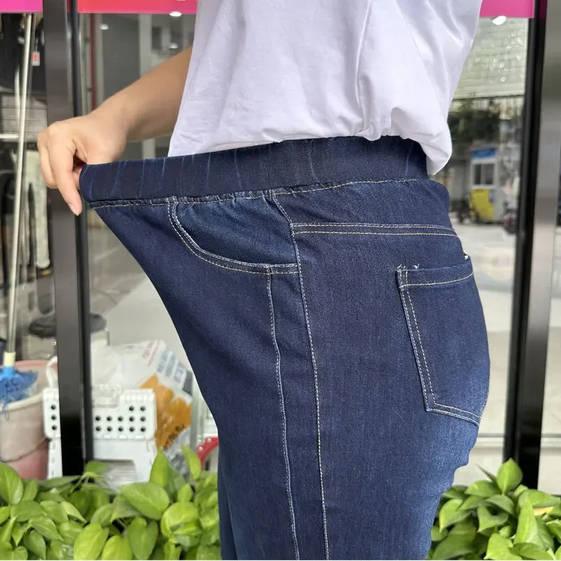 Ripped Jeans Women 9XL 8XL 7XL High Waist Plus Size Pencil Pants Loose Stretched Scratched Girl Female Elastic Denim Trousers