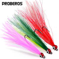 PROBEROS 5pcs High Carbon Steel Fishing Hooks Jig with Artificial Eyes Lifelike Lure Sharp Pointed Barbed for Bass Trout