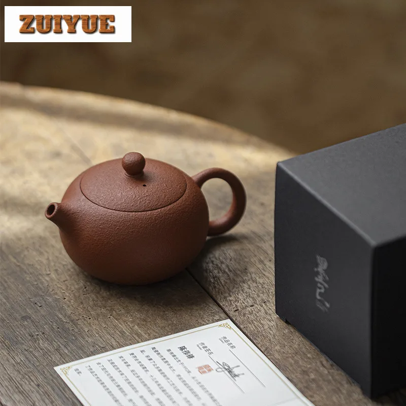 200ml Boutique Yixing Purple Clay Teapots Handmade Orange Peel Xishi Pot Raw Ore Zhu Mud Kettle With Infuser Zisha Tea Set Gifts