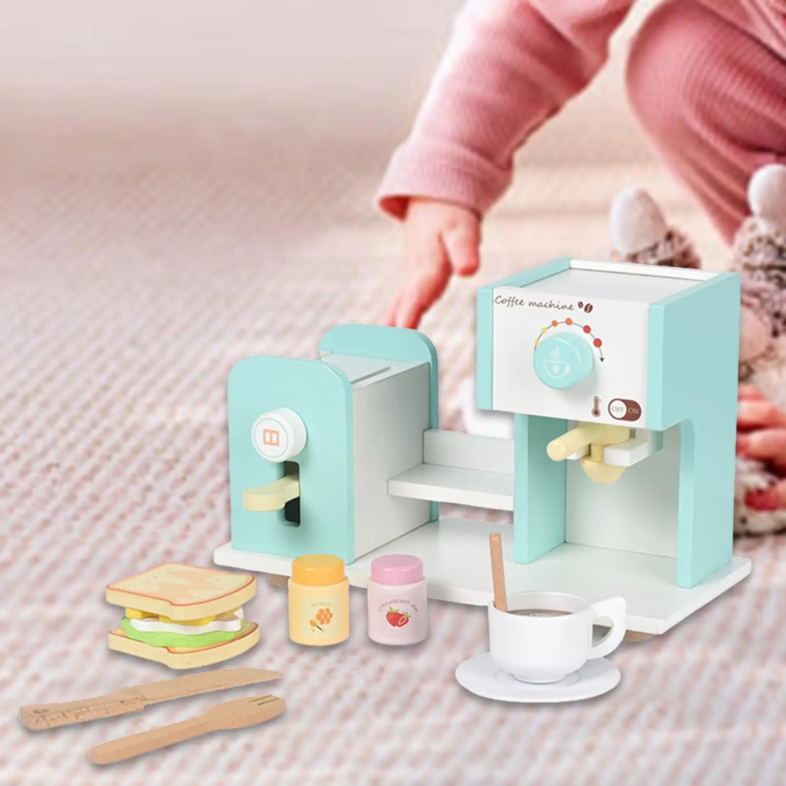 

Kids Wooden Coffee Maker Toy Skill Development Ideal Gift Coffee Machine Toy