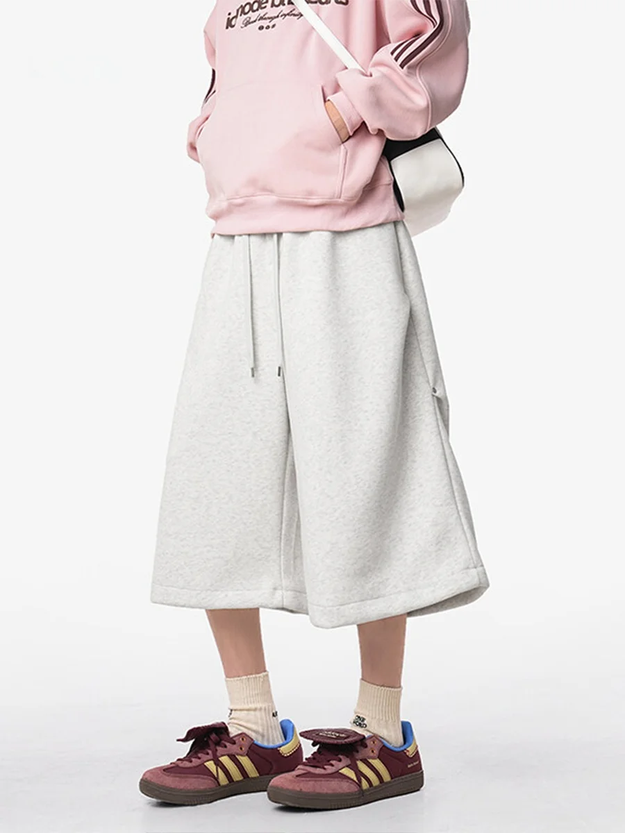 

Wmnm American High Street Men's Folded Five-Quarter Sports orts Loose Jersey Sle Straight Loose Breathable Youth Summer S...