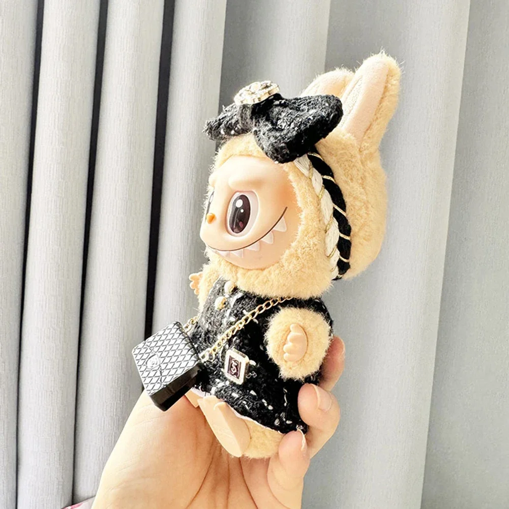 Mini vêtements de course en peluche Kpop, costume de robe noire, accessoires de tenue, cadeau de vêtements, Corée Exo Labubu Idol V1 V2, 17cm