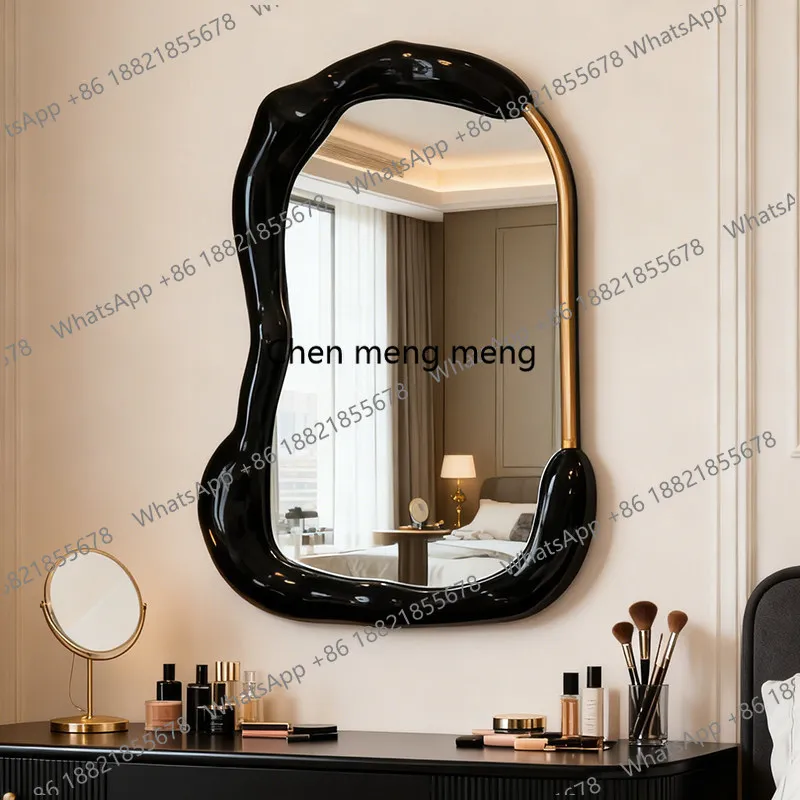 

French light luxury irregular bathroom mirror home living room wall designer dining side mirror