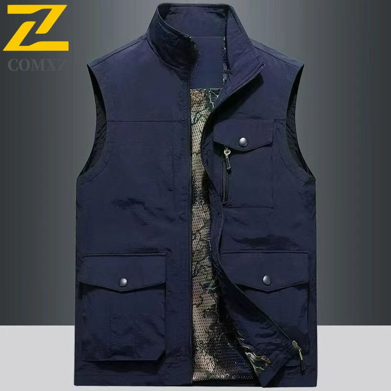 

Men's Fishing Vest 2025 Waterproof Quick Dry Breathable Multi Pocket Vests Functional Casual Outdoor Photography Workwear Vests