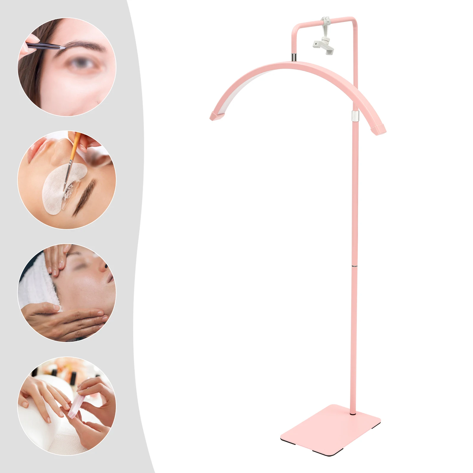 

Pink Half Moon Standing LED Beauty Fill Light Adjustable Height Brightness Color Temperature Remote Control Eye Protection for L