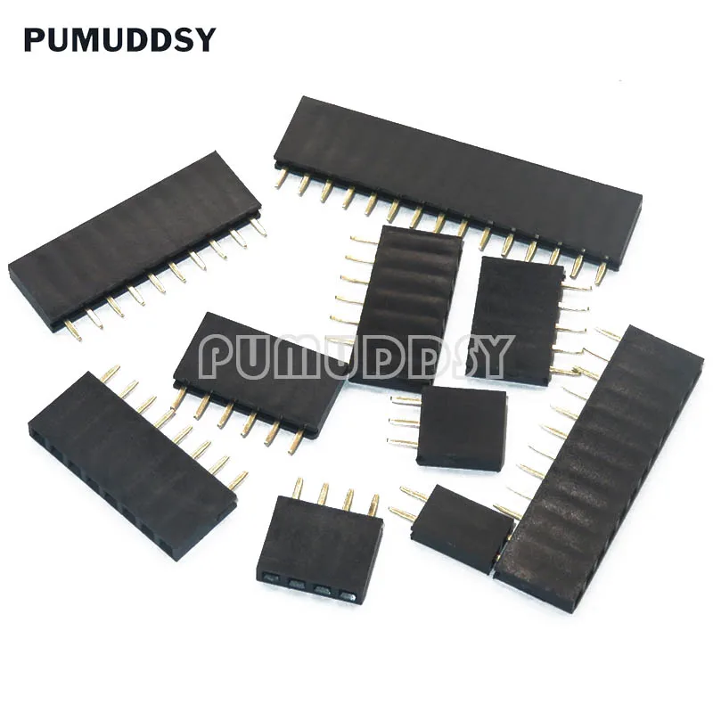 10pcs 2.54MM Pitch Single Row Female Pin Socket 2/3/4/5/6/7/8/9/10/11/12/13/14/40Pin PCB Connector Single Row Mother For Arduino